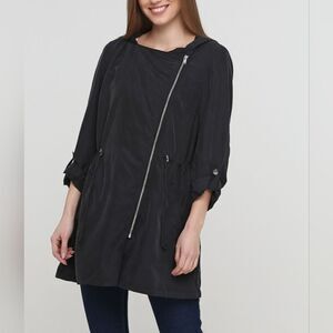 Ambiance L Black Lightweight Pockets  Zipper Asymmetrical Women's Jacket Hoodie